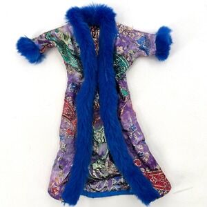 Vintage Barbie Haute Couture Blue Fur Coat MPN 3844 1992 Rare Metallic Purple